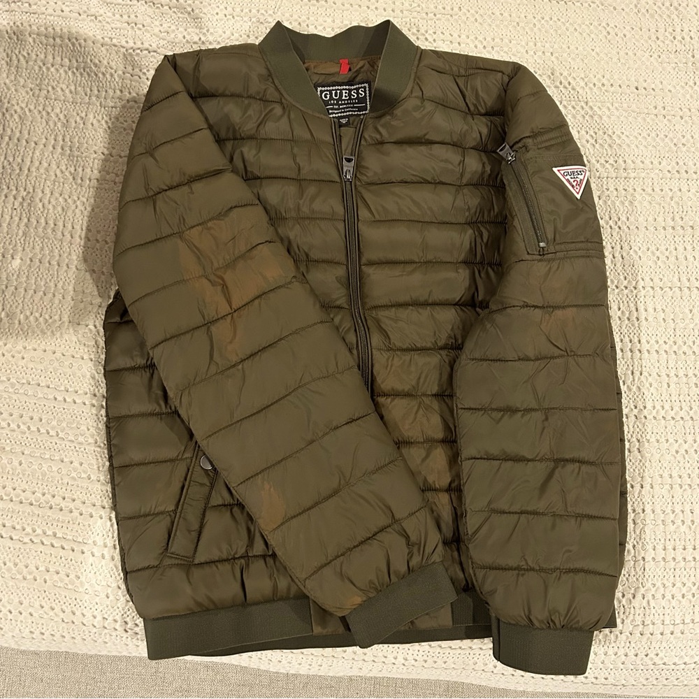 GUESS Men's Olive Puffer Jacket